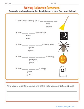 Writing Halloween Sentences