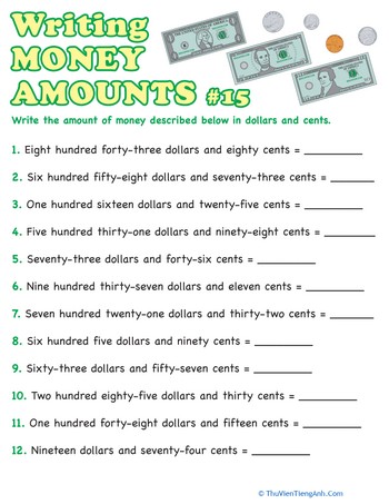 Writing Money Amounts #15