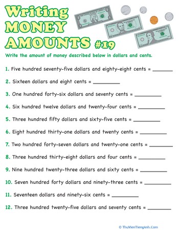 Writing Money Amounts #19