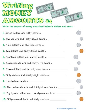 Writing Money Amounts #2