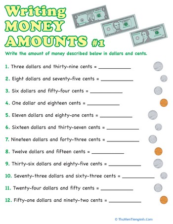 Writing Money Amounts #1