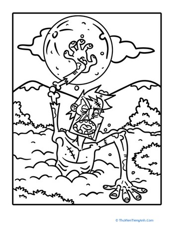 Angry Zombie Coloring Page
