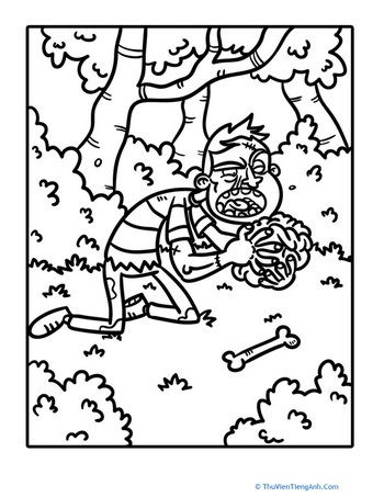 Hungry Zombie Coloring Page