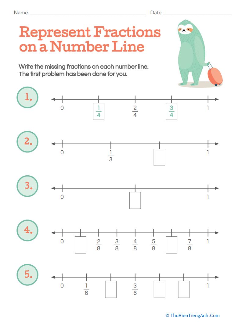 Represent Fractions On A Number Line Th Vi n Ti ng Anh